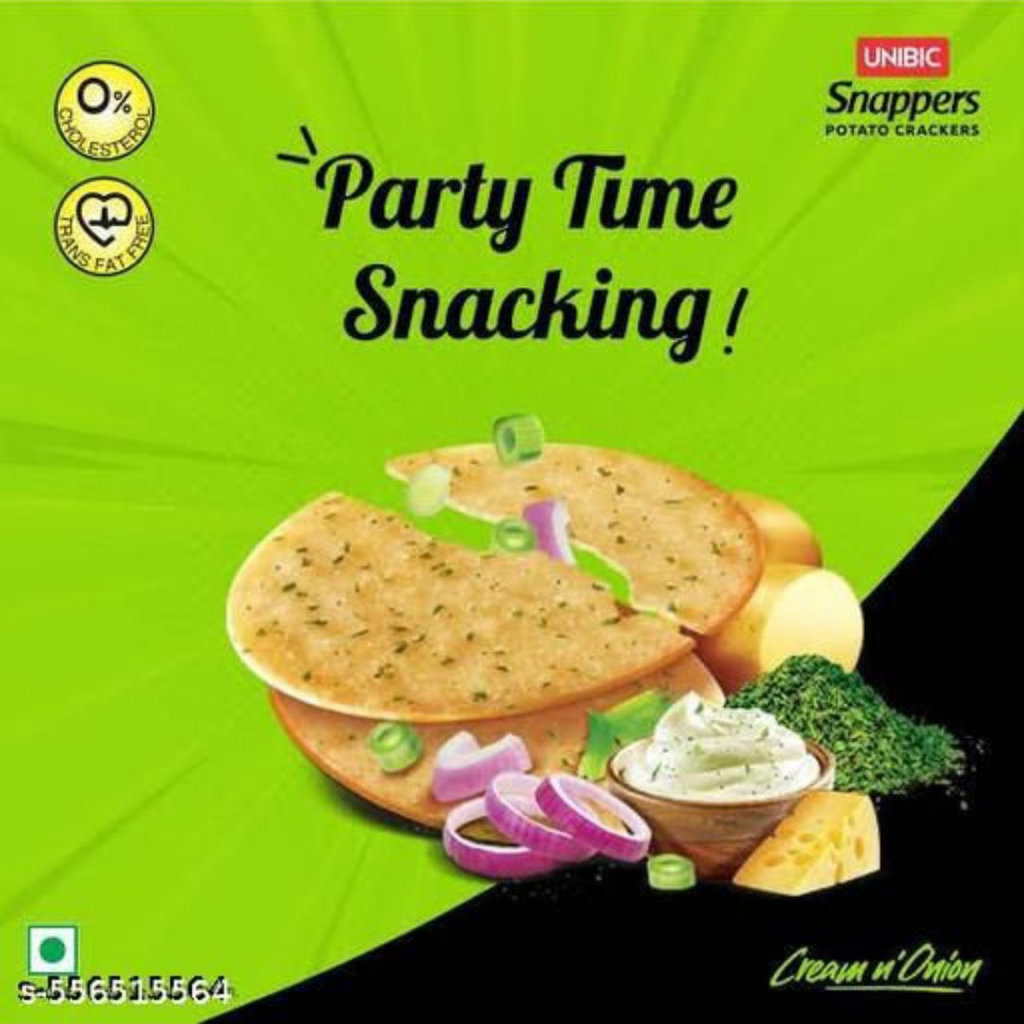 Unibic Snappers Potato Crackers Cream n' Onion