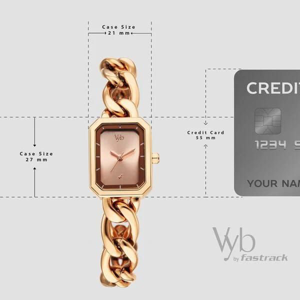 Vyb Charmer By Fastrack Quartz Analog Rose Gold Dial Rose Gold Metal Strap Watch For Girls- FV60084WM01W